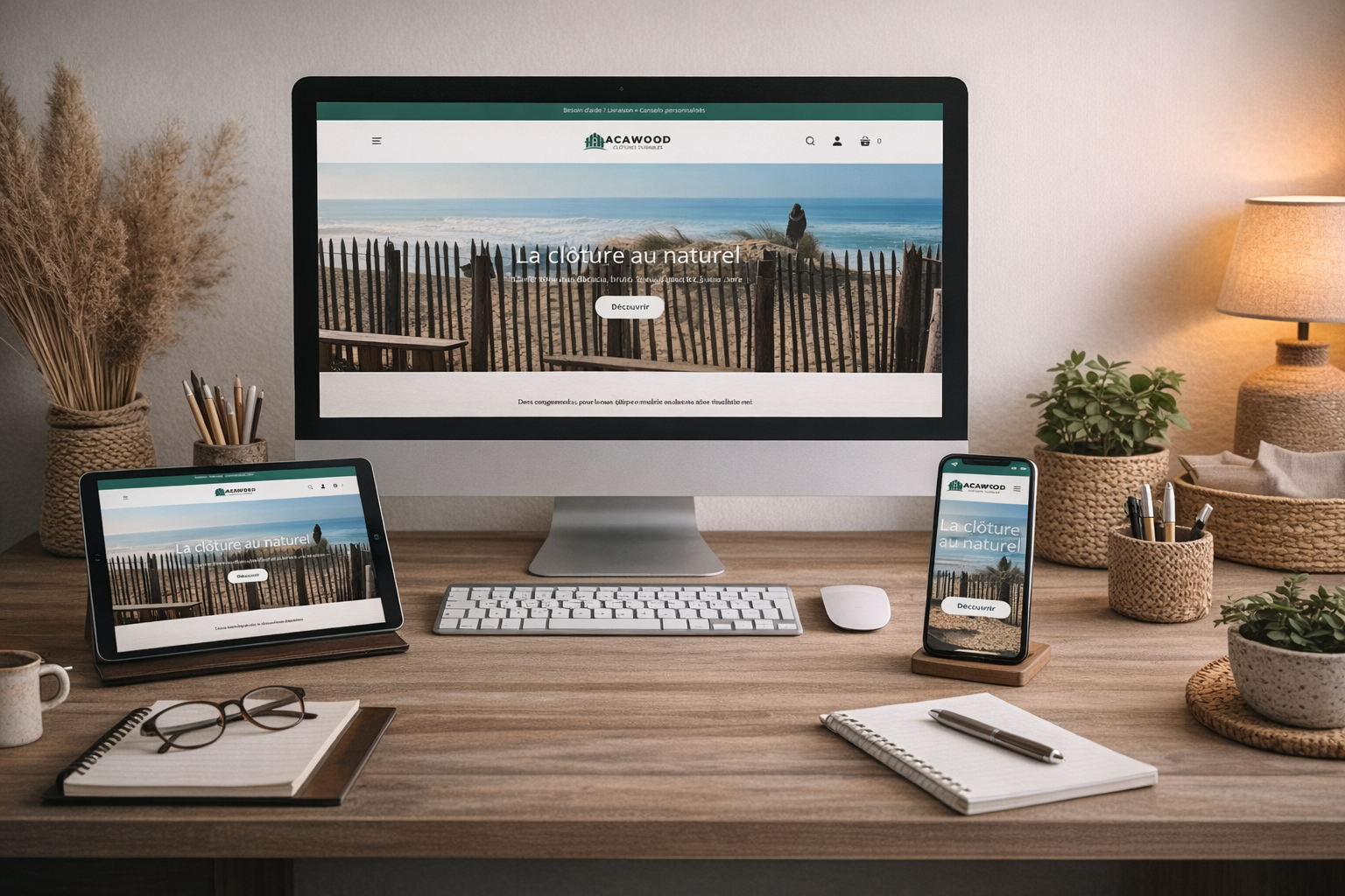 AcaWood natural wood fences e-commerce website