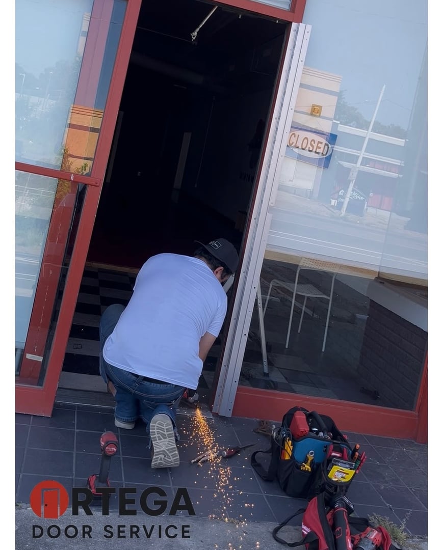 Ortega Door technician performing professional installation