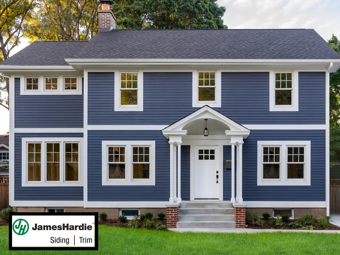 Colonial hardie plank deep ocean siding installation