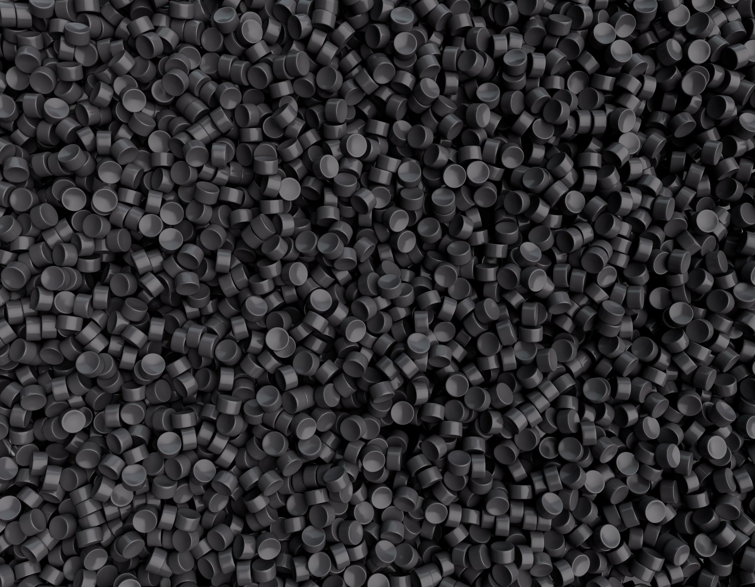 A 3D illustration of a bunch of black med pills