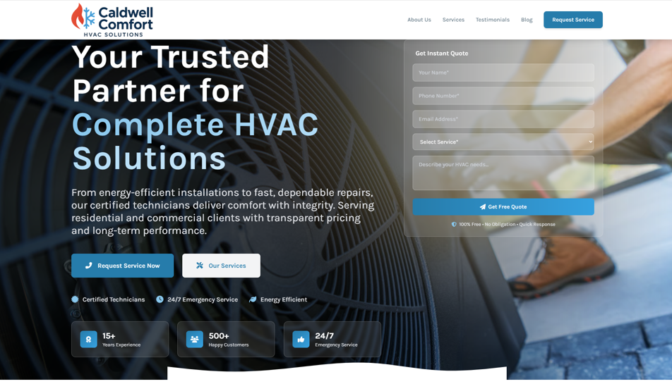 Caldwell Comfort HVAC Website - Professional Local Business Website Design