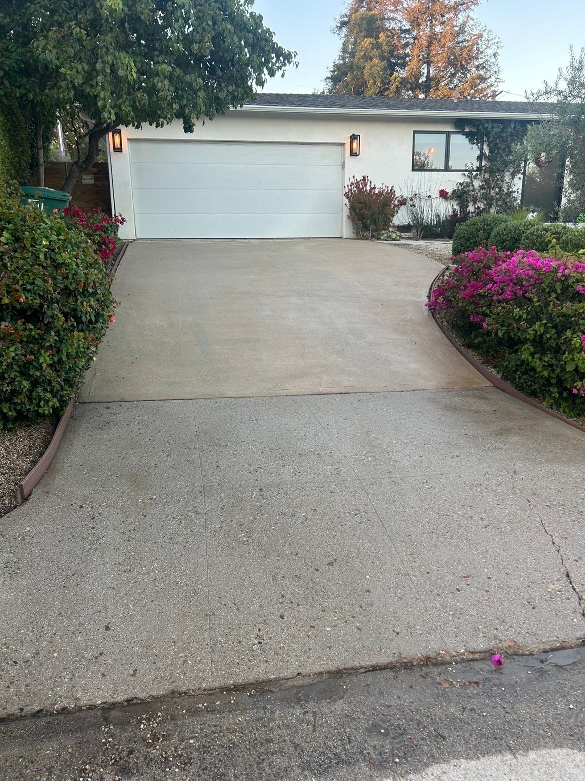 Clean driveway after pressure washing showing restored appearance