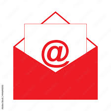 Red envelope with an at symbol on a white card, symbolizing email communication.