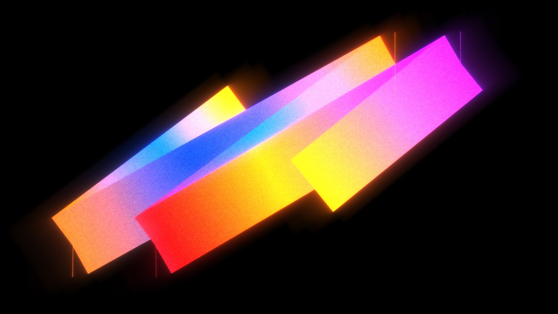 An abstract composition featuring neon gradient forms in vibrant colors