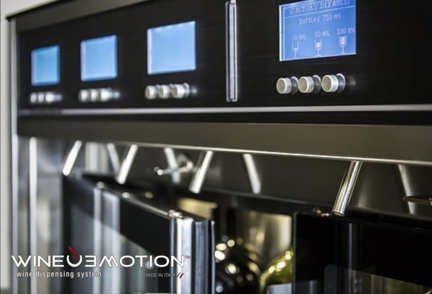 Dispensador de vino WineEmotion vista frontal equipo profesional diseño europeo premium