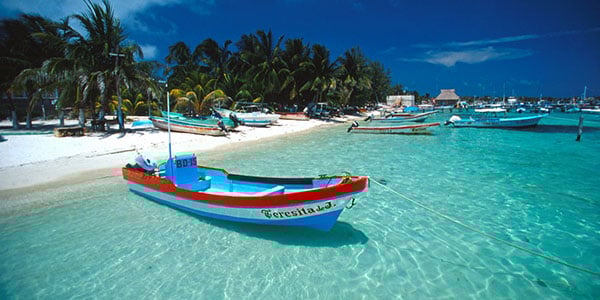 Puerto Juarez ferry terminal and coastal area in Cancun