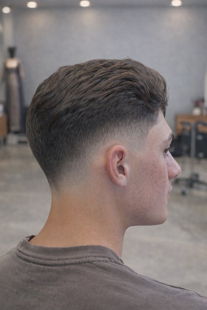 Mid fade haircut in Sarasota - balanced and versatile fade for men at The Q Salon