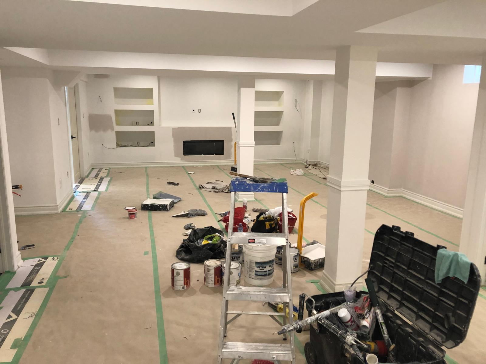 Clean finished basement space after renovation