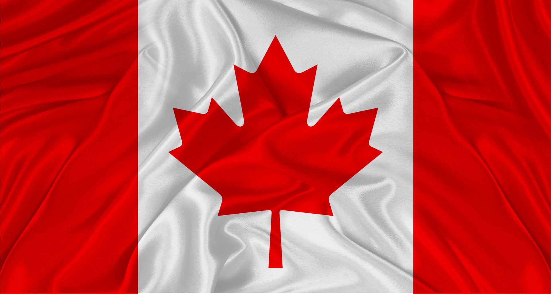 Realistic Canada flag waving. Close up of flag of Canada with cloth texture.