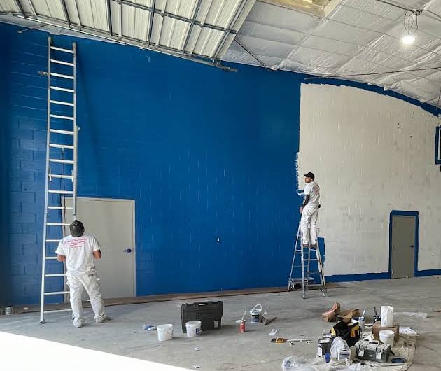 Commercial warehouse wall paint job