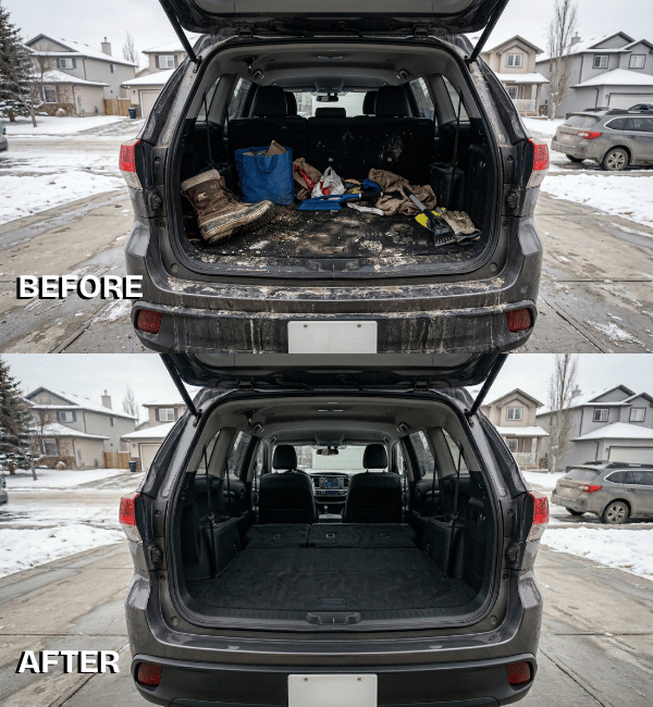 Before and after car detailing transformation