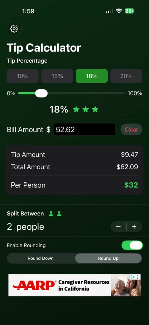 Tip Calculator App on iPhone
