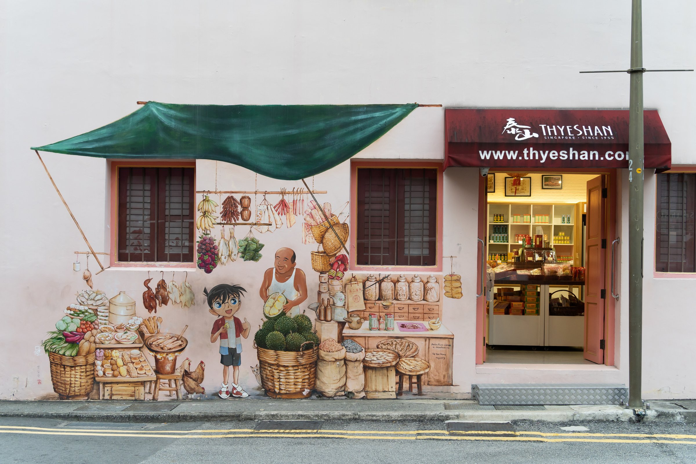Singapore - August  28,2023 : Detective Conan in Chinatown Mural in Singapore