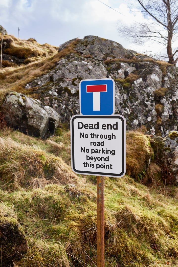 No through road sign on the B845 road at Bonawe, Argyll and Bute, Scotland
