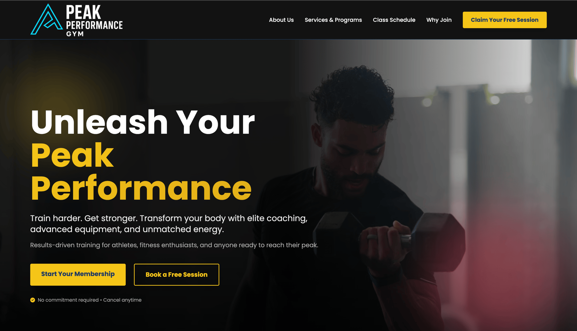 Fitness website portfolio showcase