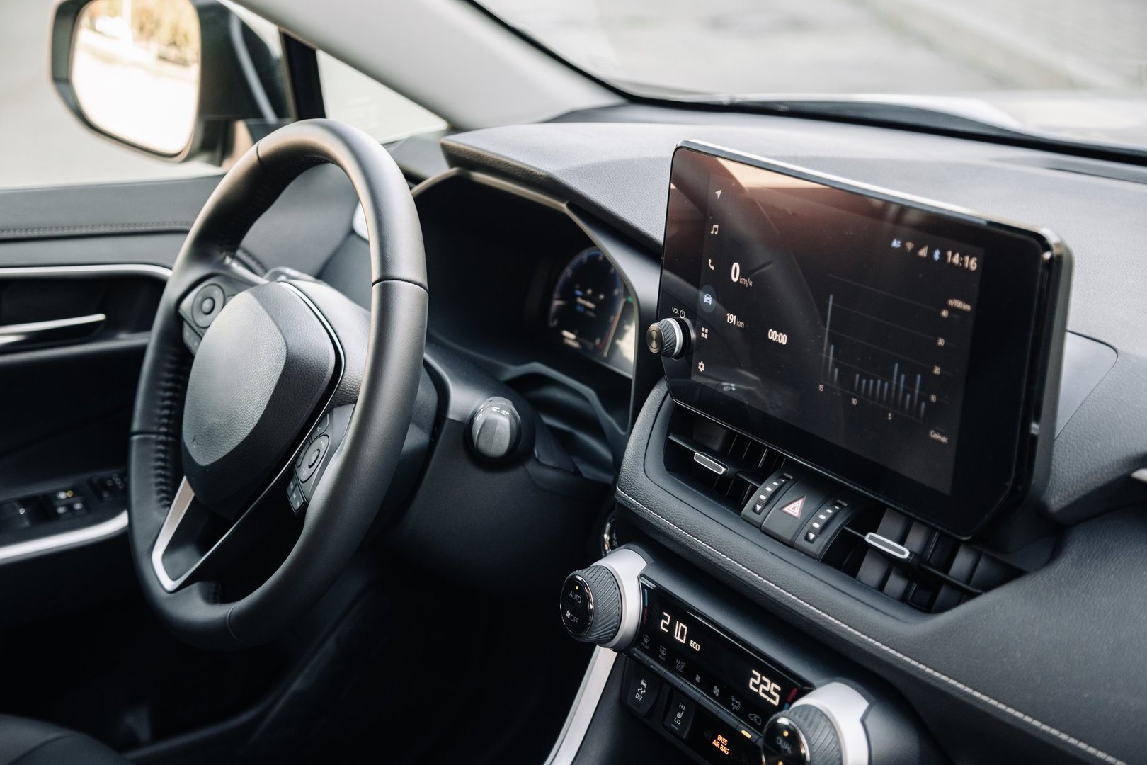 Close-up of the interior of a modern automobile. Interior details. Concept of auto parts, buying auto and interiors.