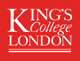 King's College London logo with white text on a red background.