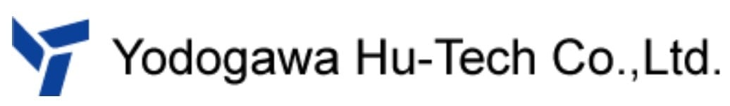 Logo of Yodogawa Hu-Tech Co., Ltd. featuring a stylized blue emblem on the left with the company name in black text.