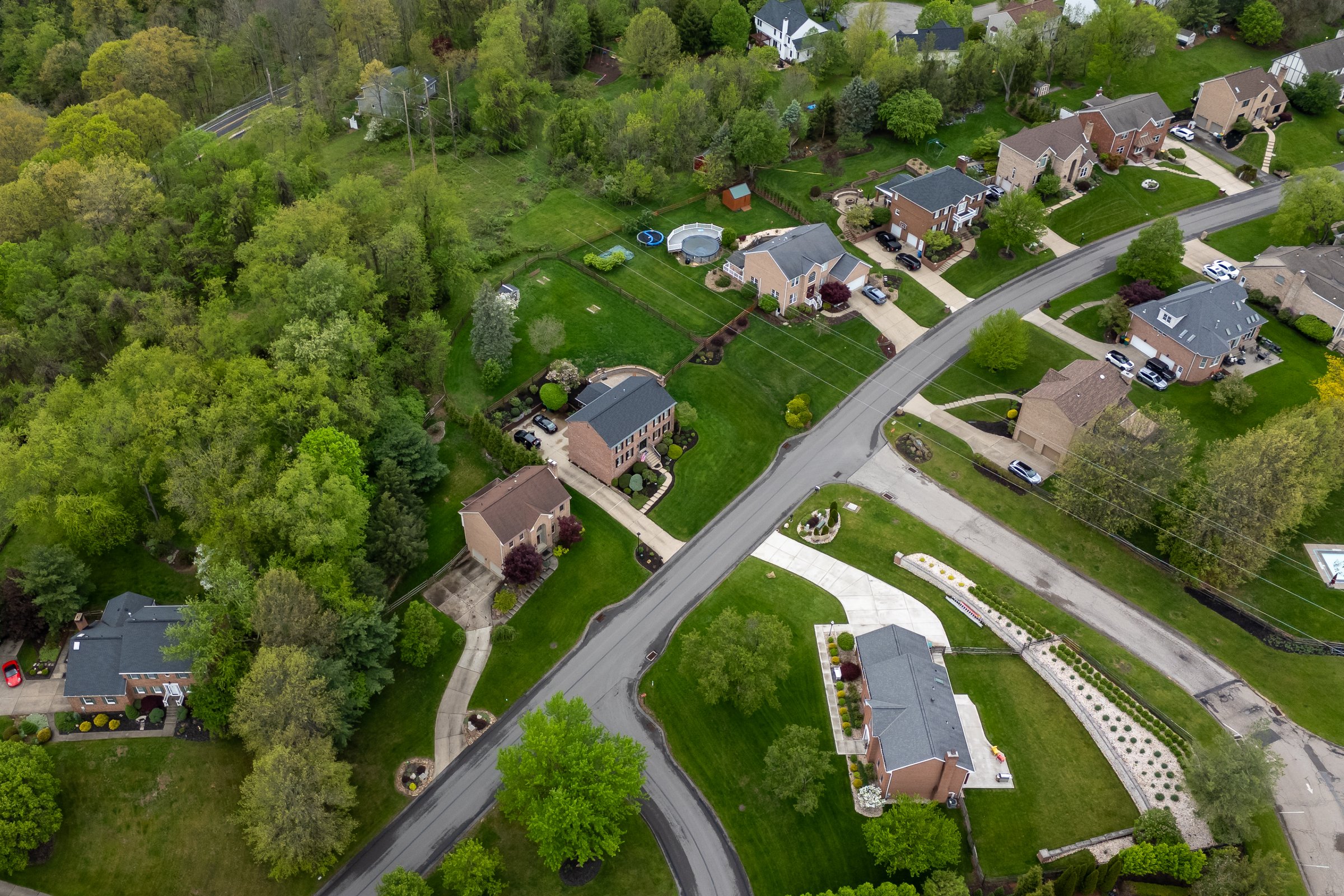 Aerial view of residential neighborhood in Edmonton, Alberta.