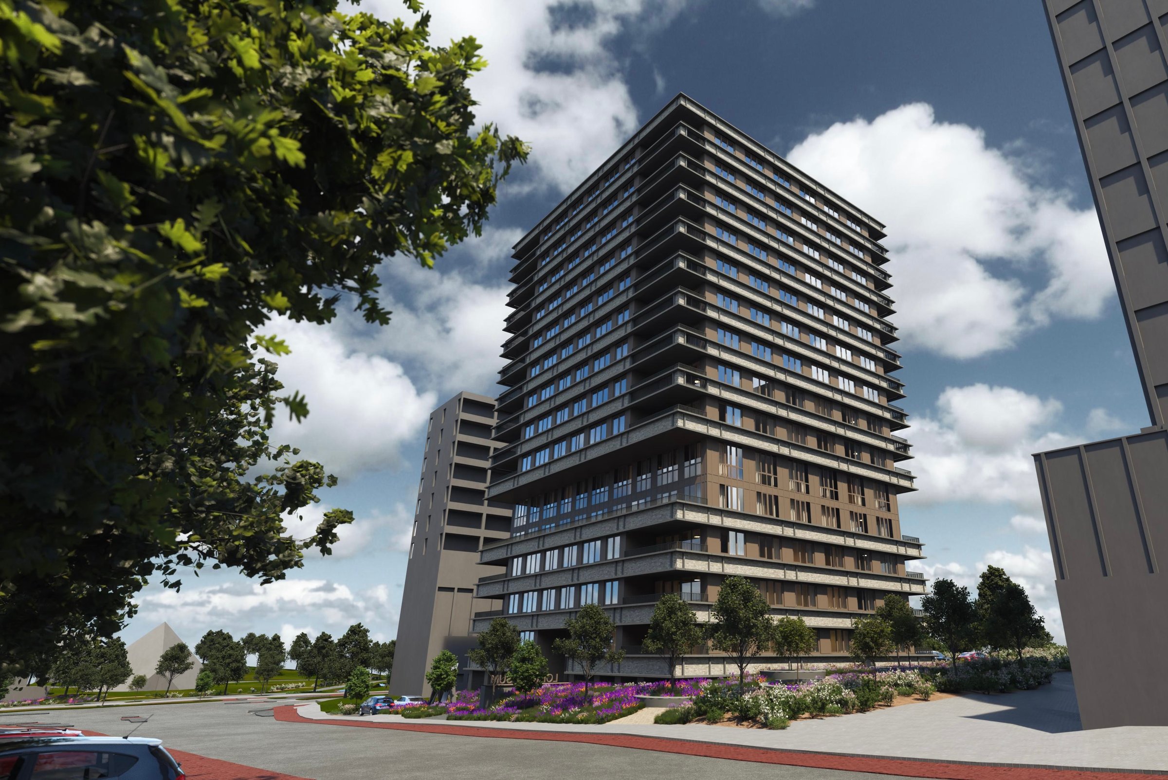 Putgraaf210 - Straatperspectief woontoren Heerlen overdag