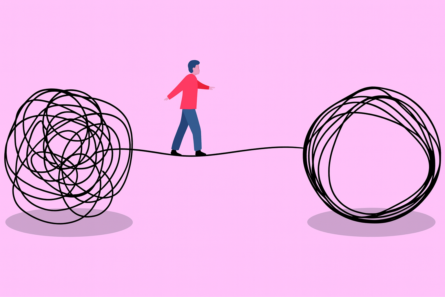 Person walking on tightrope representing balance and spectrum