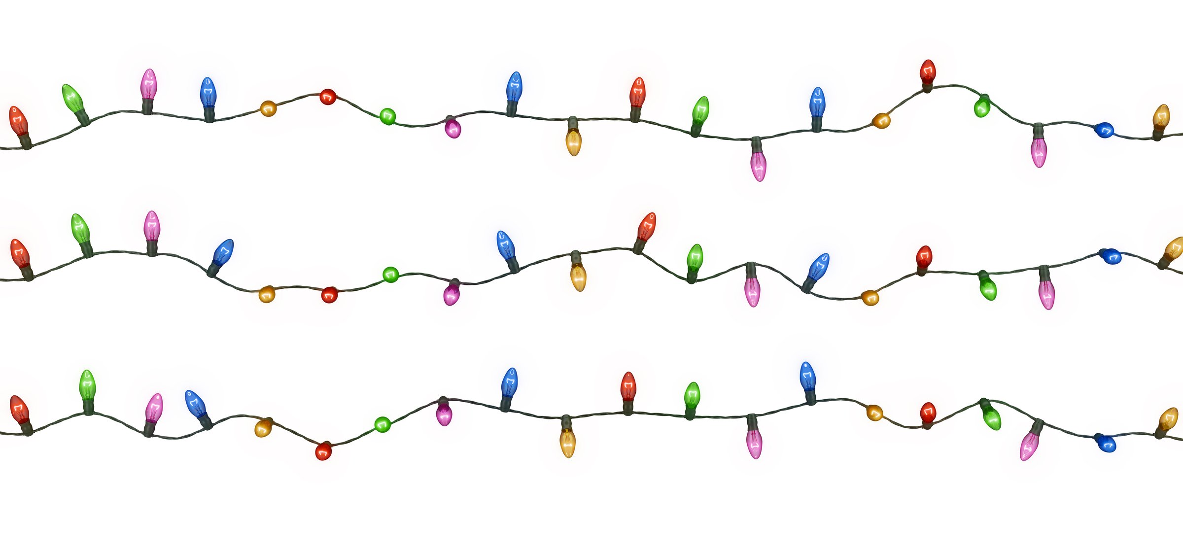 Colored light bulbs on wire