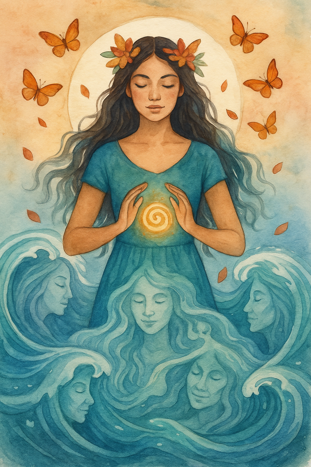Mujer Olas de Mar - Imagen personalizada del arquetipo femenino conectado con la energía oceánica
