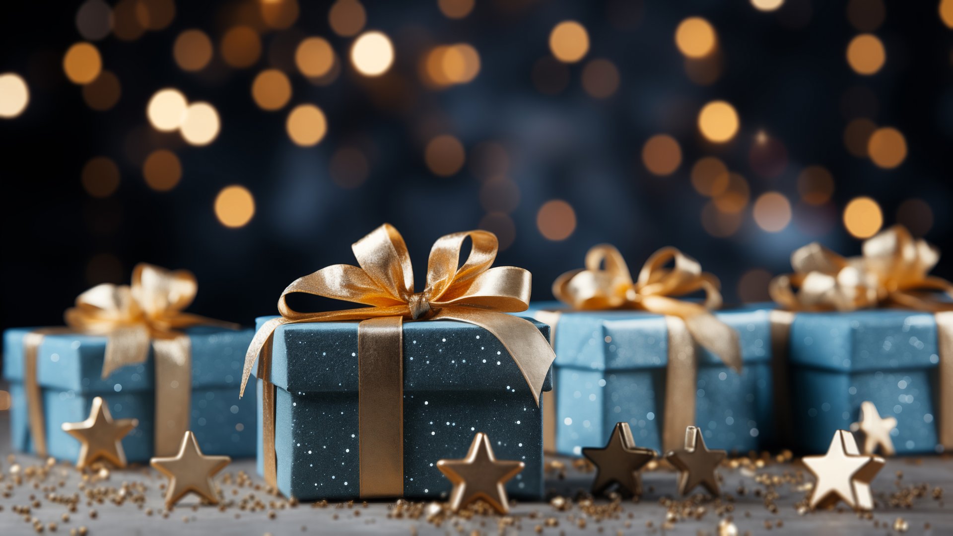 Teal and Gold Presents Ready for the Holiday Celebration