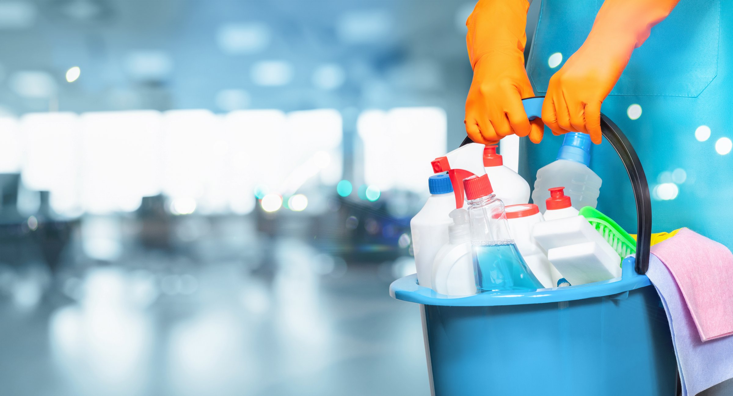 Concept of providing cleaning services in office premises.