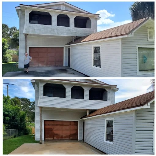 Before and after pressure washing