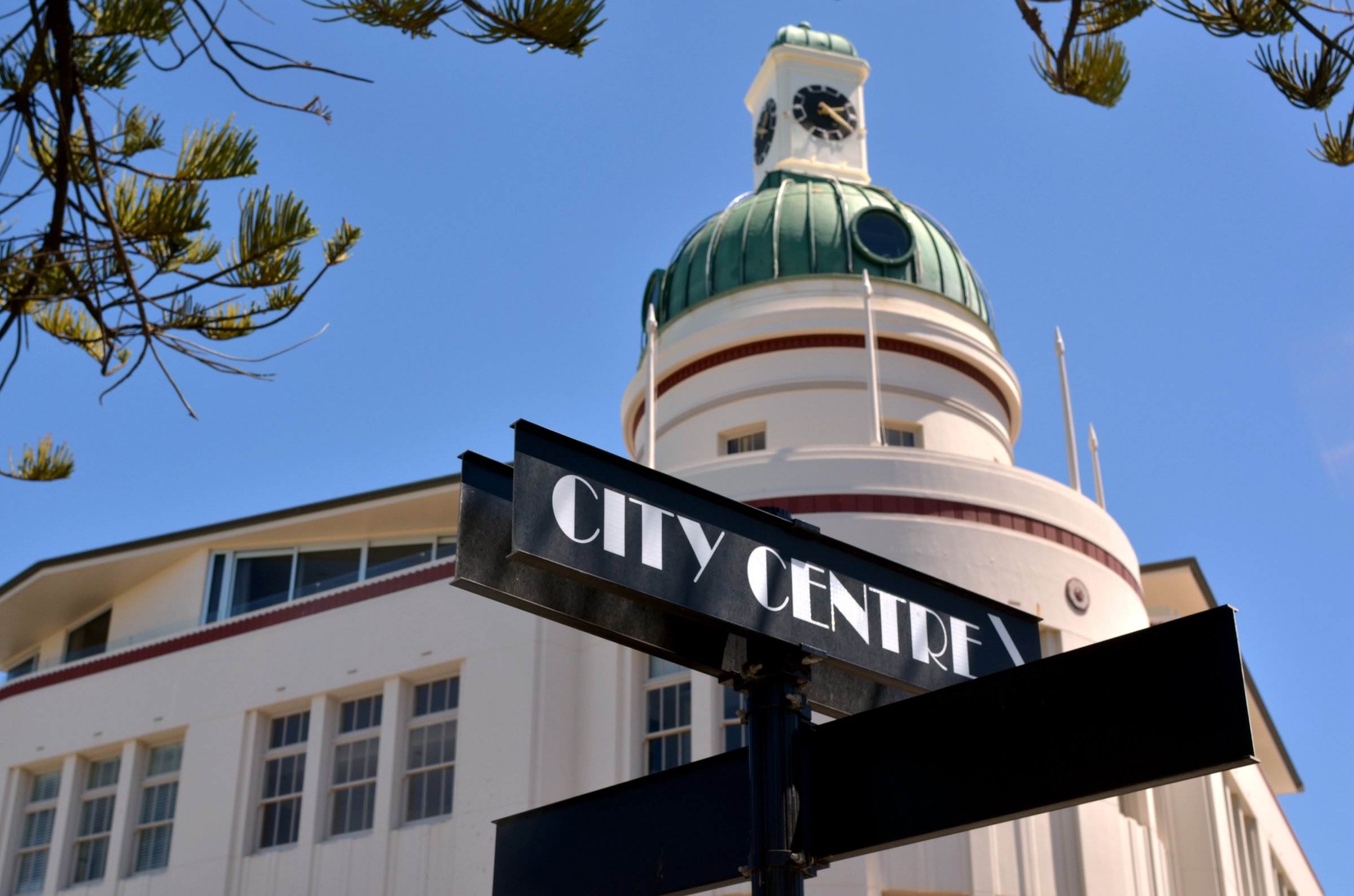 The city center of Napier, the Art deco capital of New Zealand