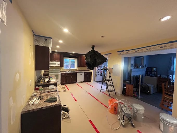 Kitchen renovation with island and open concept