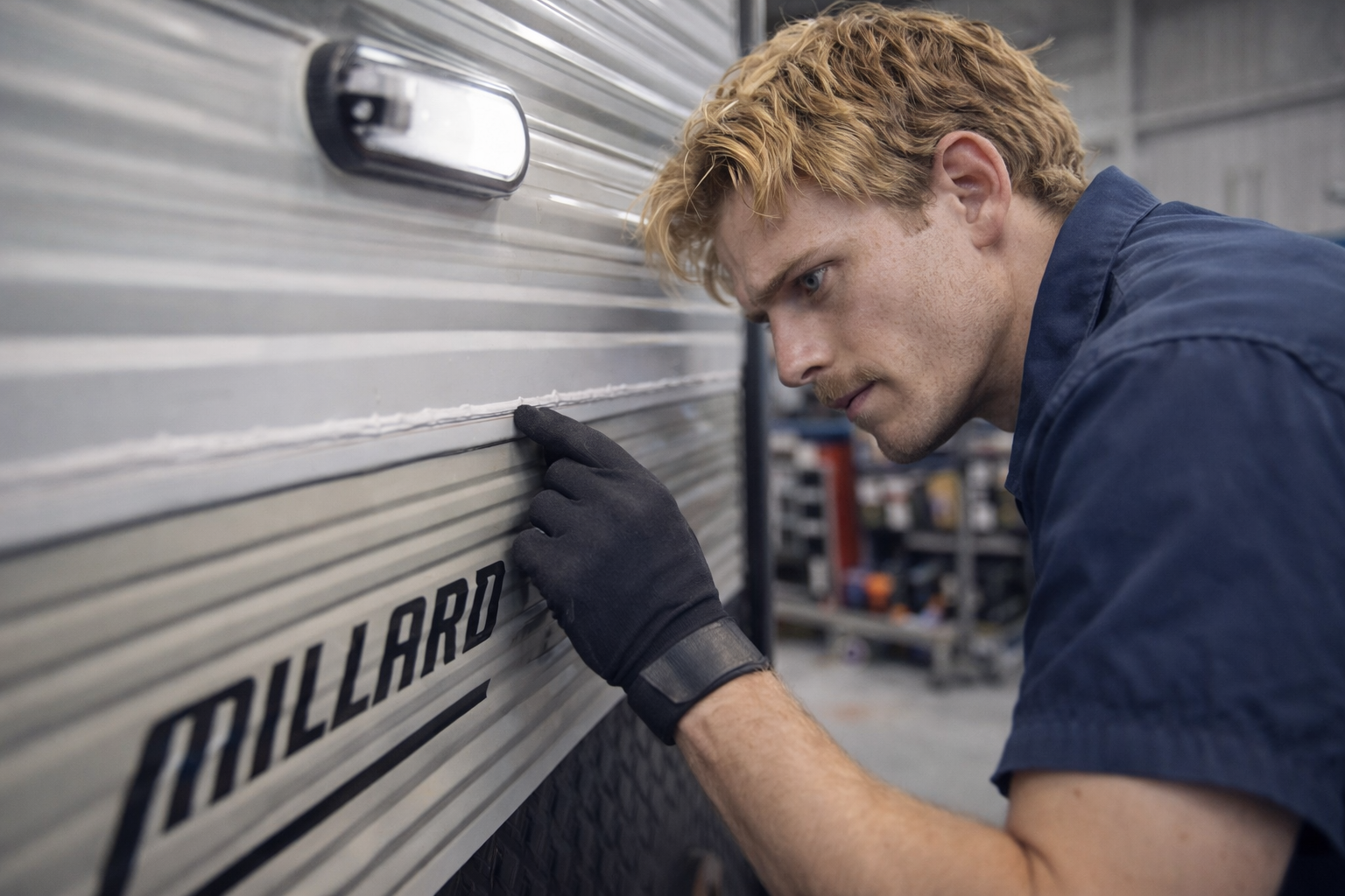 Alpine Caravan Services workshop interior with tools and equipment