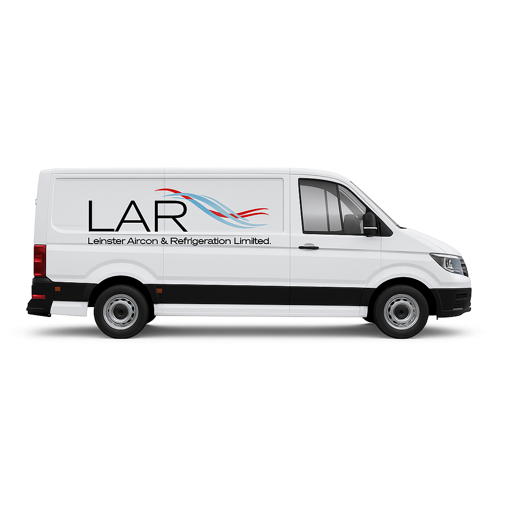 HVAC technicians working on commercial air conditioning unit