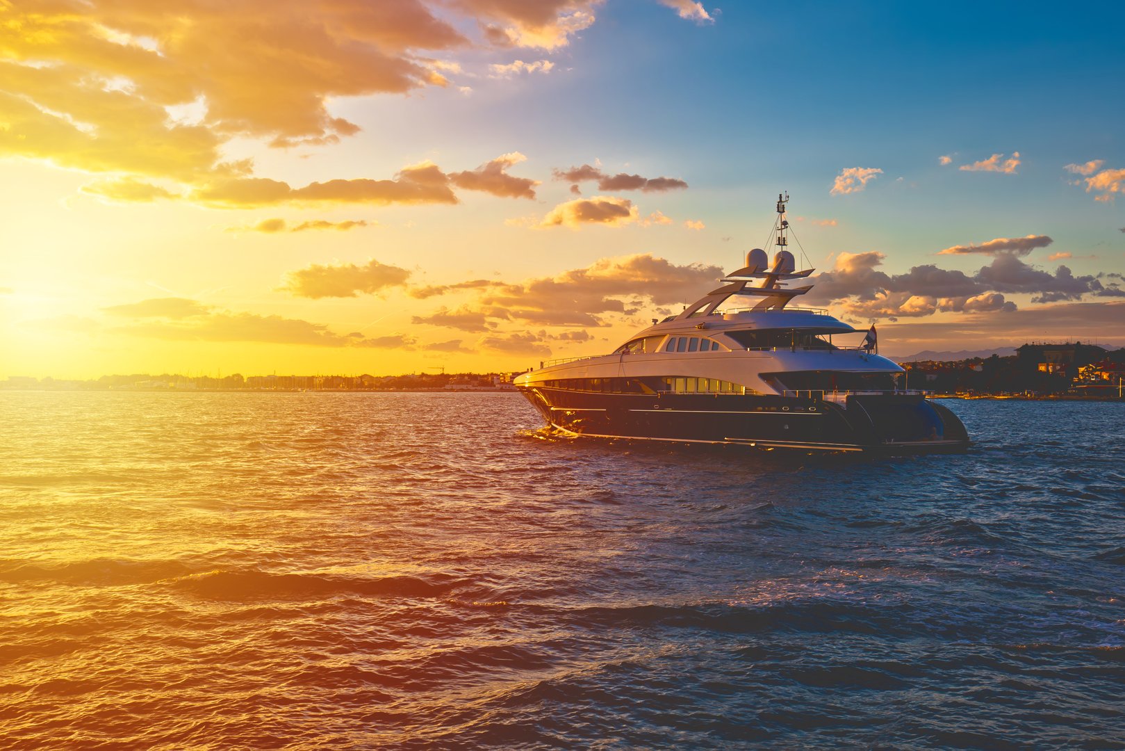 Yachtig at golden sunset view, Zadar, Dalmatia, Croatia