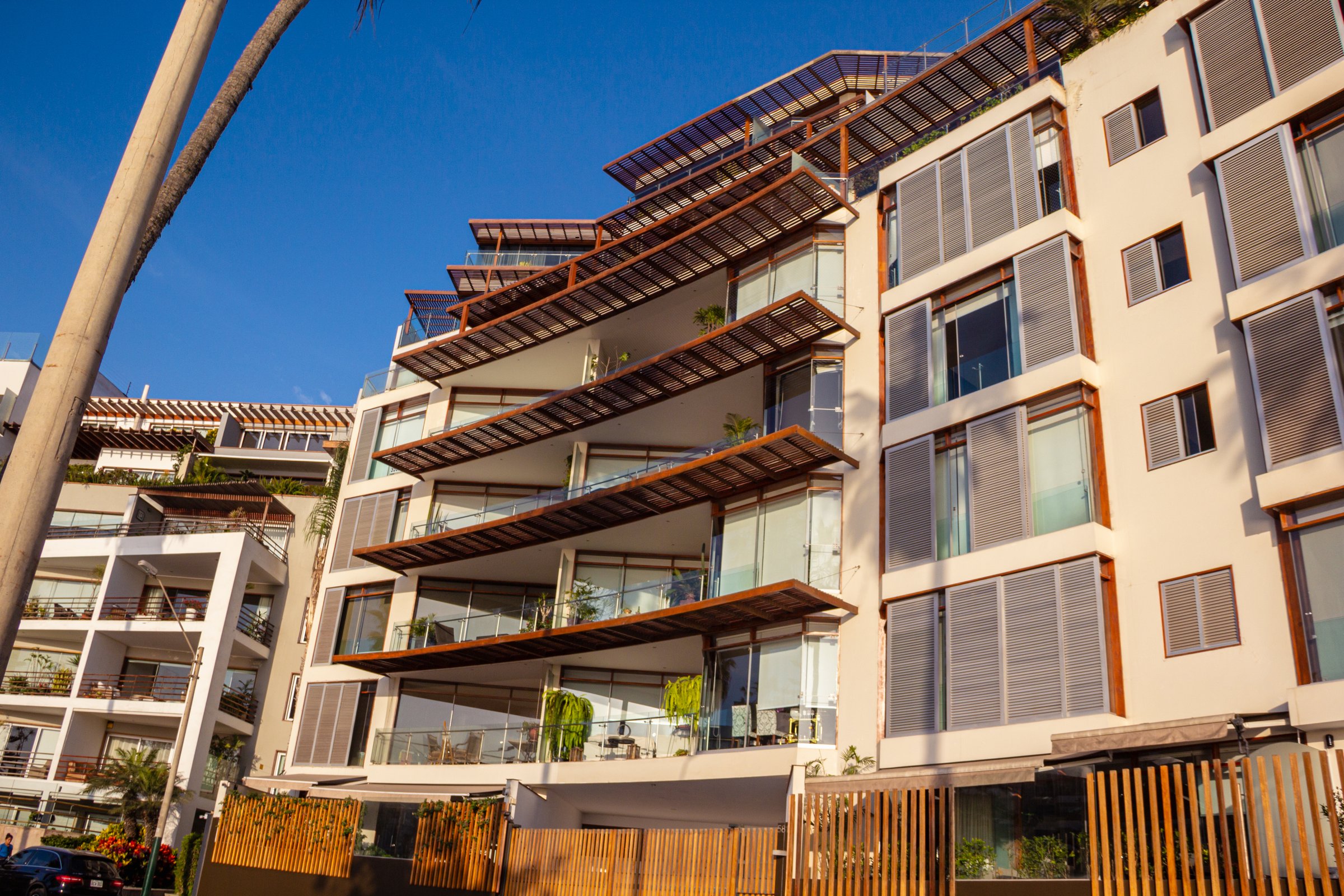 Barranco District, Lima, Peru - October 4, 2025: Modern residential building in Souza Avenue