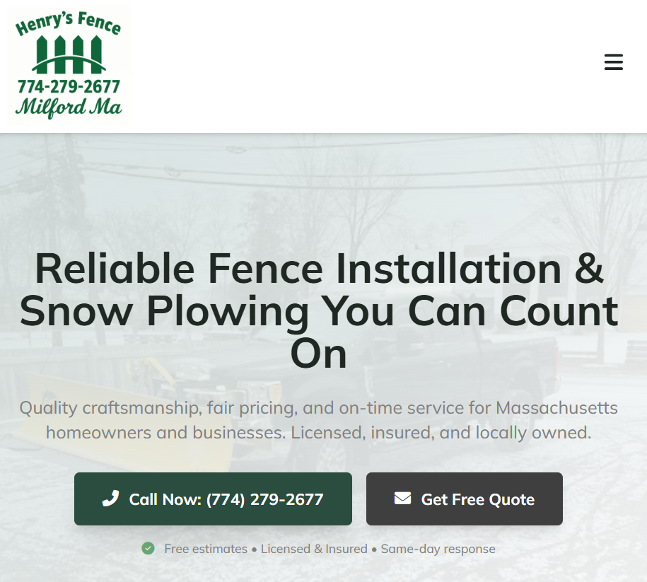 Henry's Fencing website preview
