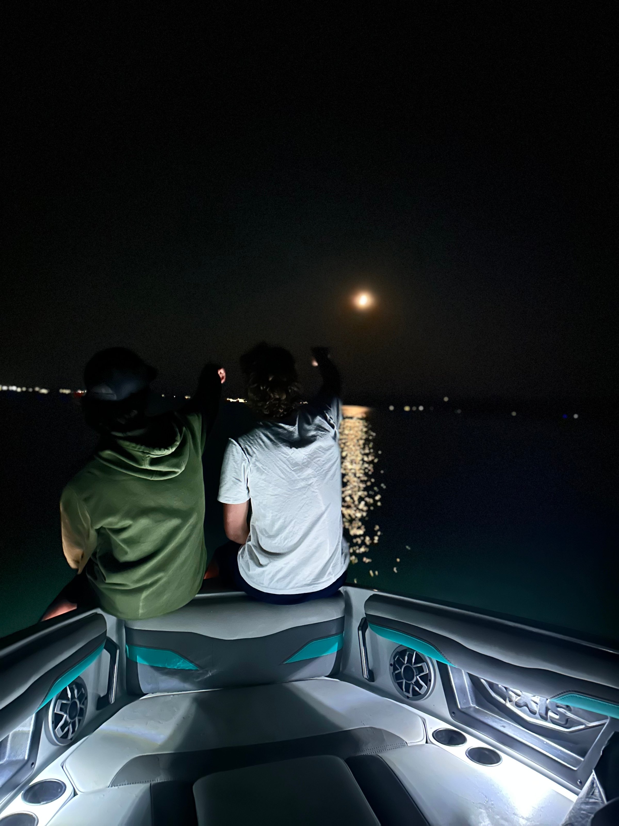 Night boat on the water