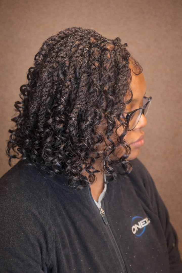 Loc styling with softness and movement