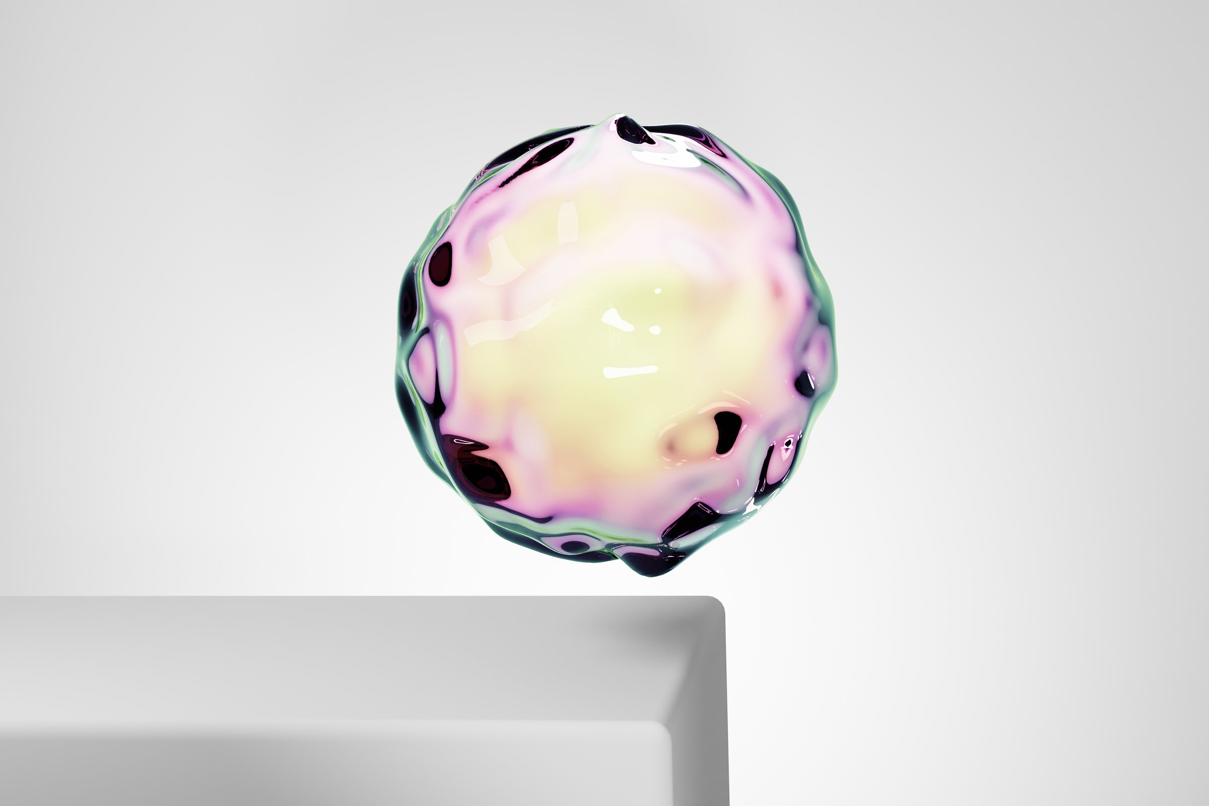 Abstract glass figure twisted round shape. Holographic clear sculpture in curve wavy smooth forms, acrylic or plastic composition, transparent glossy object isolated on blue background, 3d render