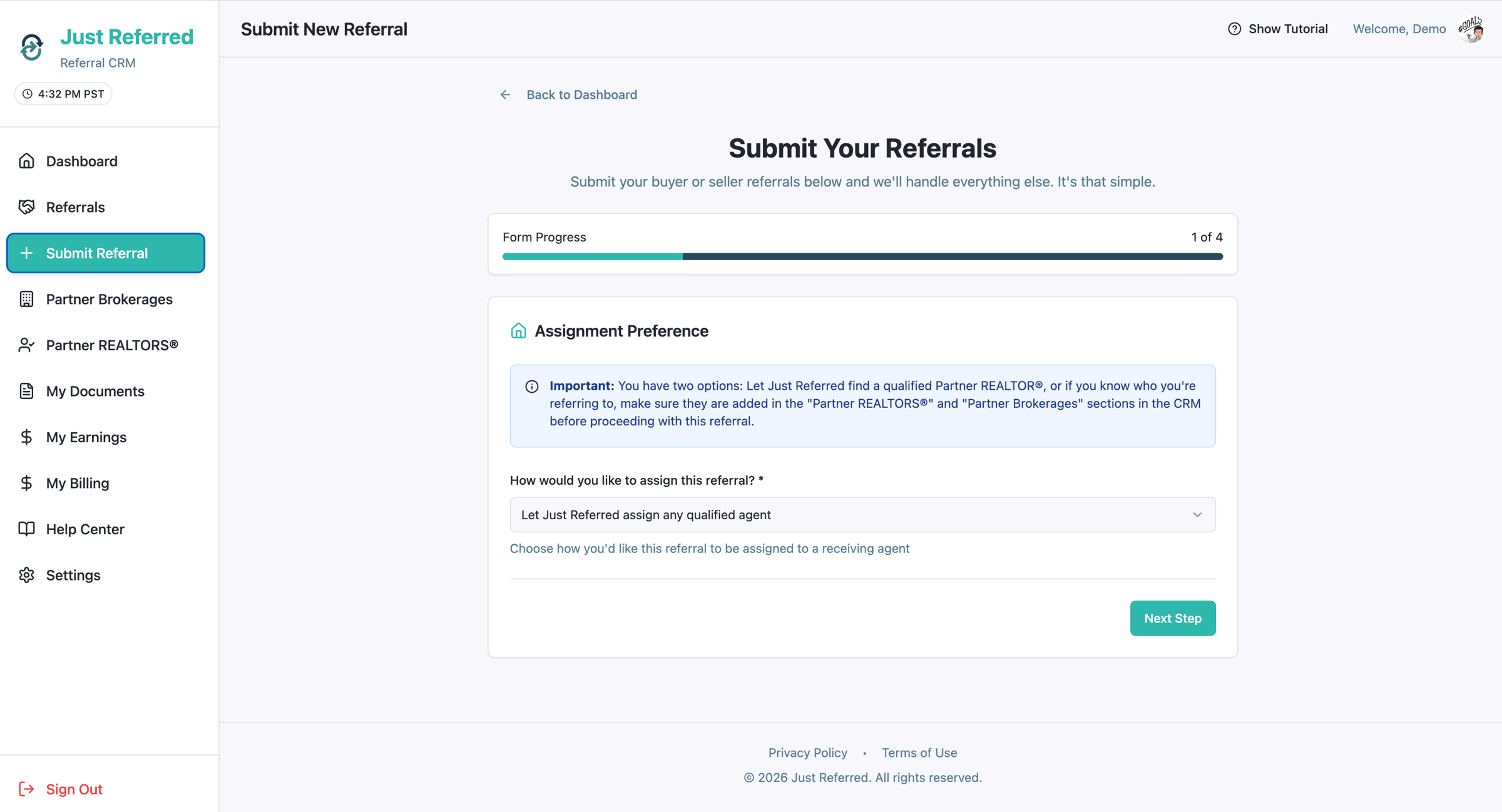 Just Referred CRM Dashboard - Contact Management Interface