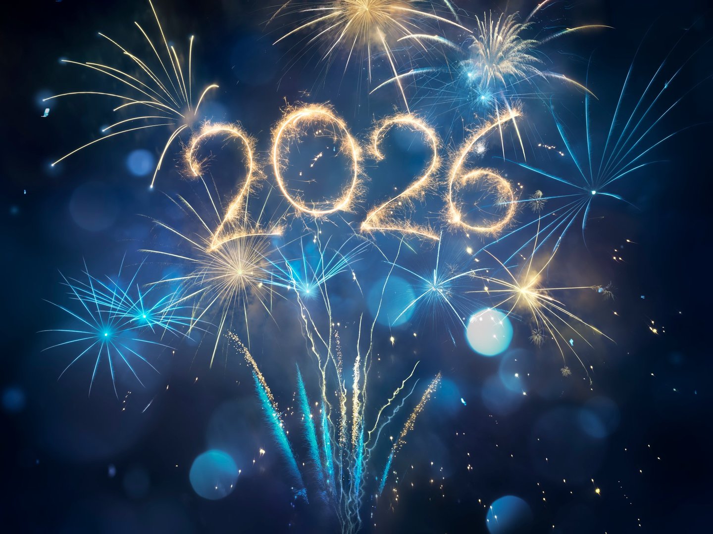 2026 New Year Eve Celebration - Golden Firework In Eve Night