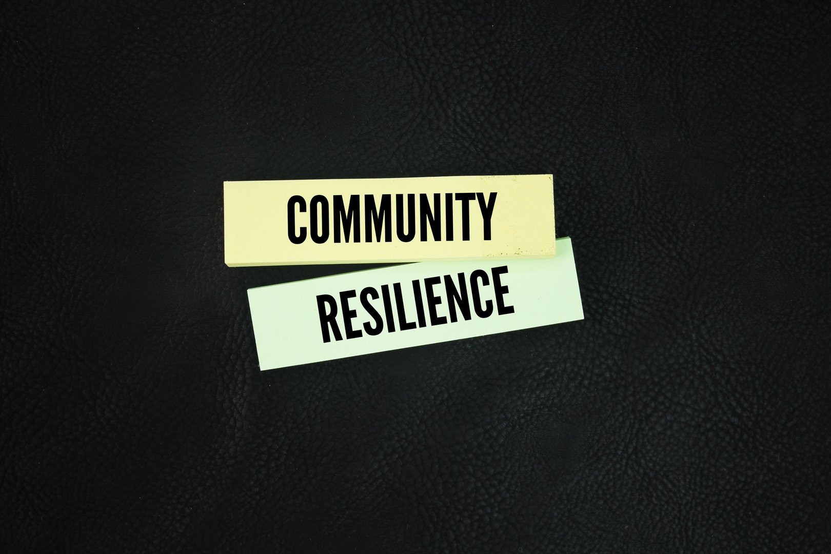 Colored paper with the word community resilience. a community's capacity to withstand, adapt to, and recover from challenges and adversity.
