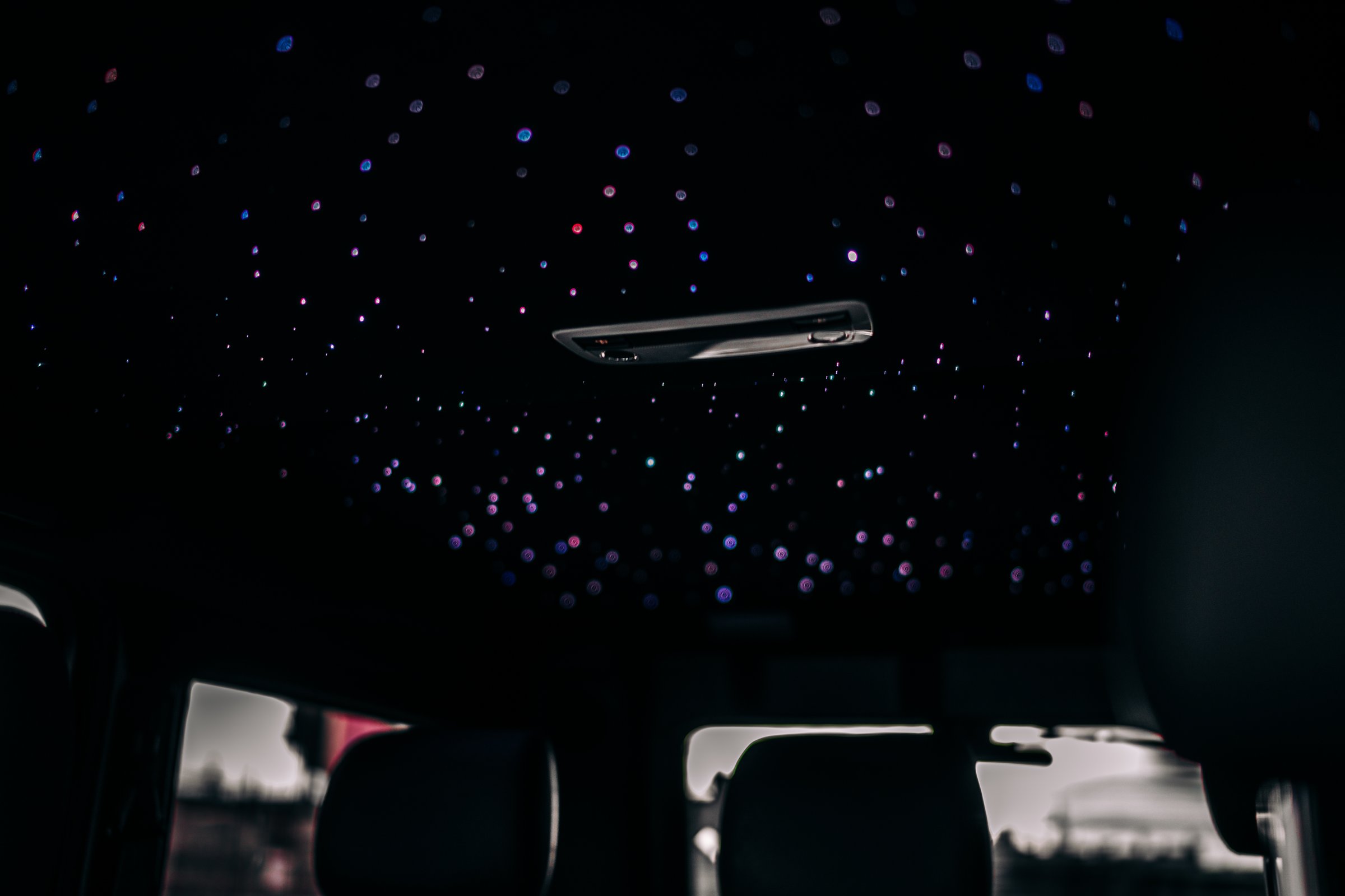 Star headliner inside of a suv