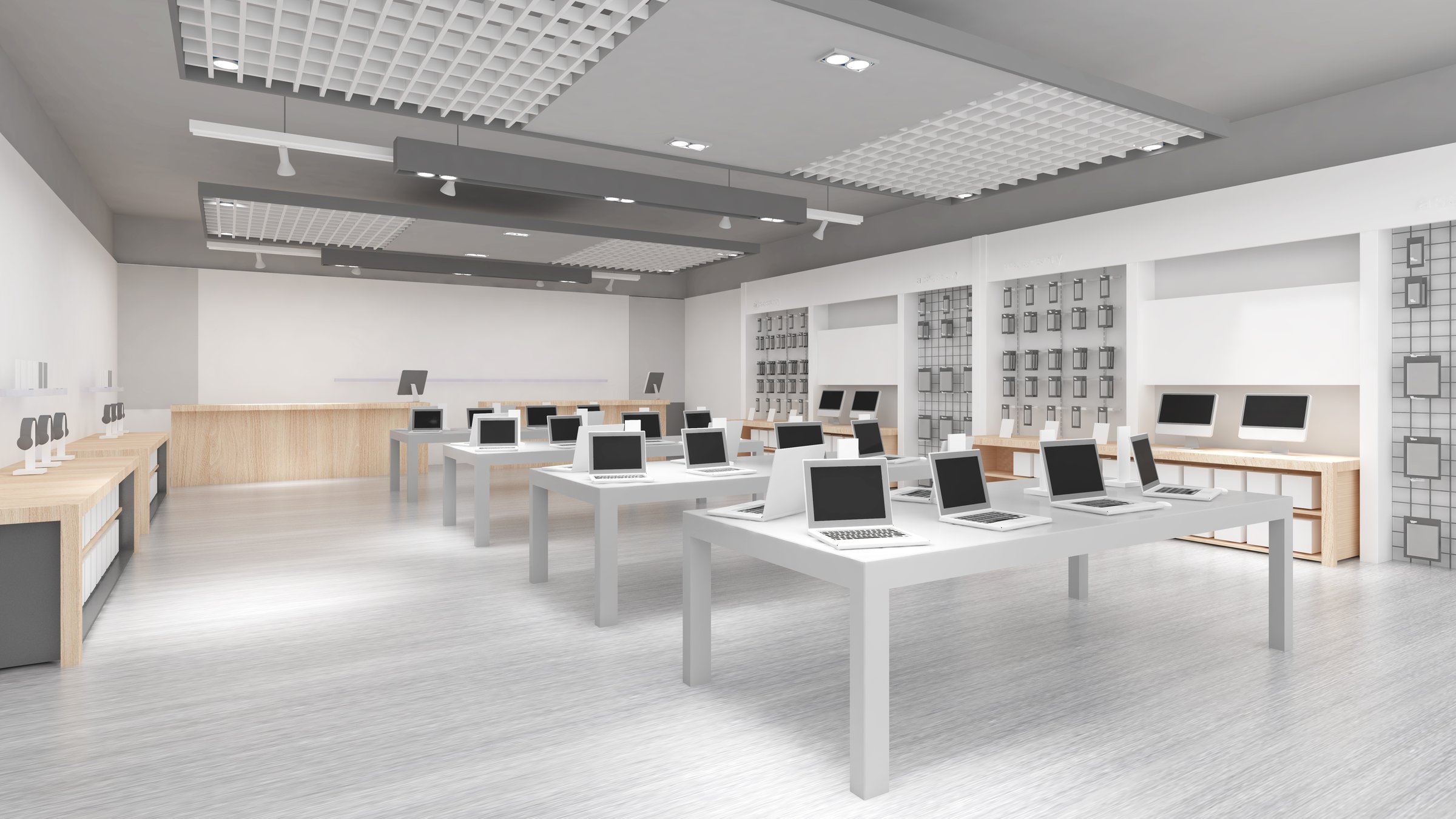 mock up computer and gadget shop,Modern design,3d rendering