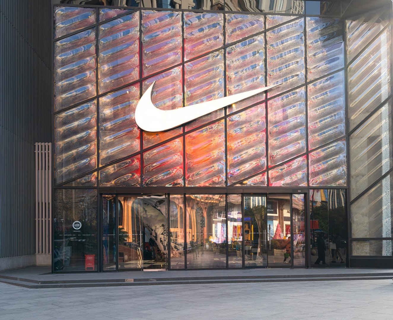 Shanghai, China. January 7, 2025. External view of the Nike brand store in the city center