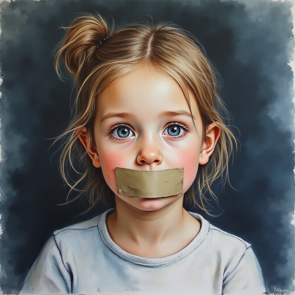 Niño con símbolo de silencio mostrando el impacto de las frases limitantes en la infancia