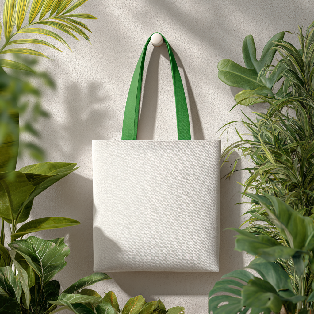 Bolsa ecológica blanca no tejida reutilizable