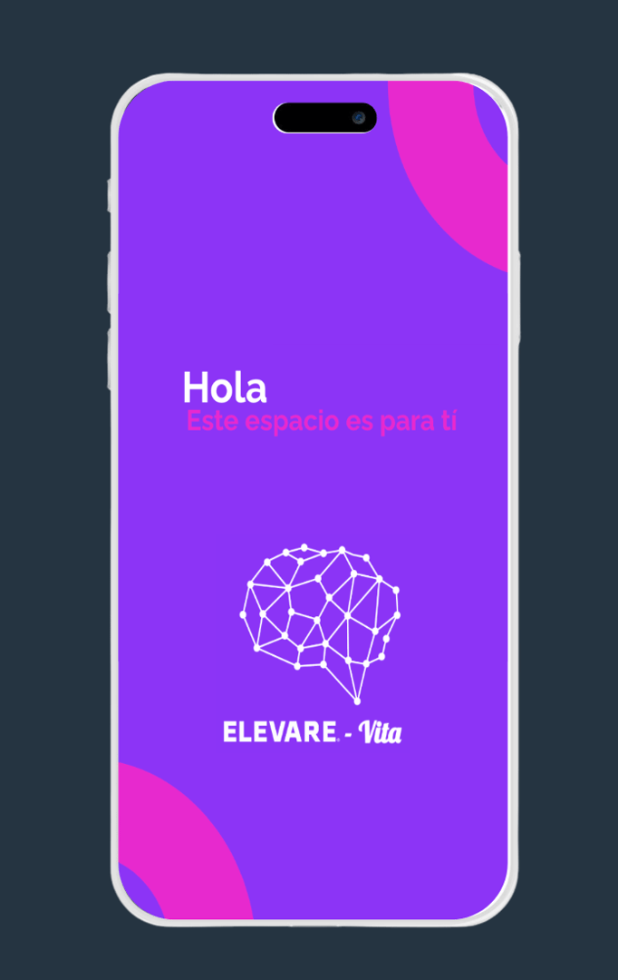 ELEVARE NEXUS app interface on mobile device showing wellness and health tracking