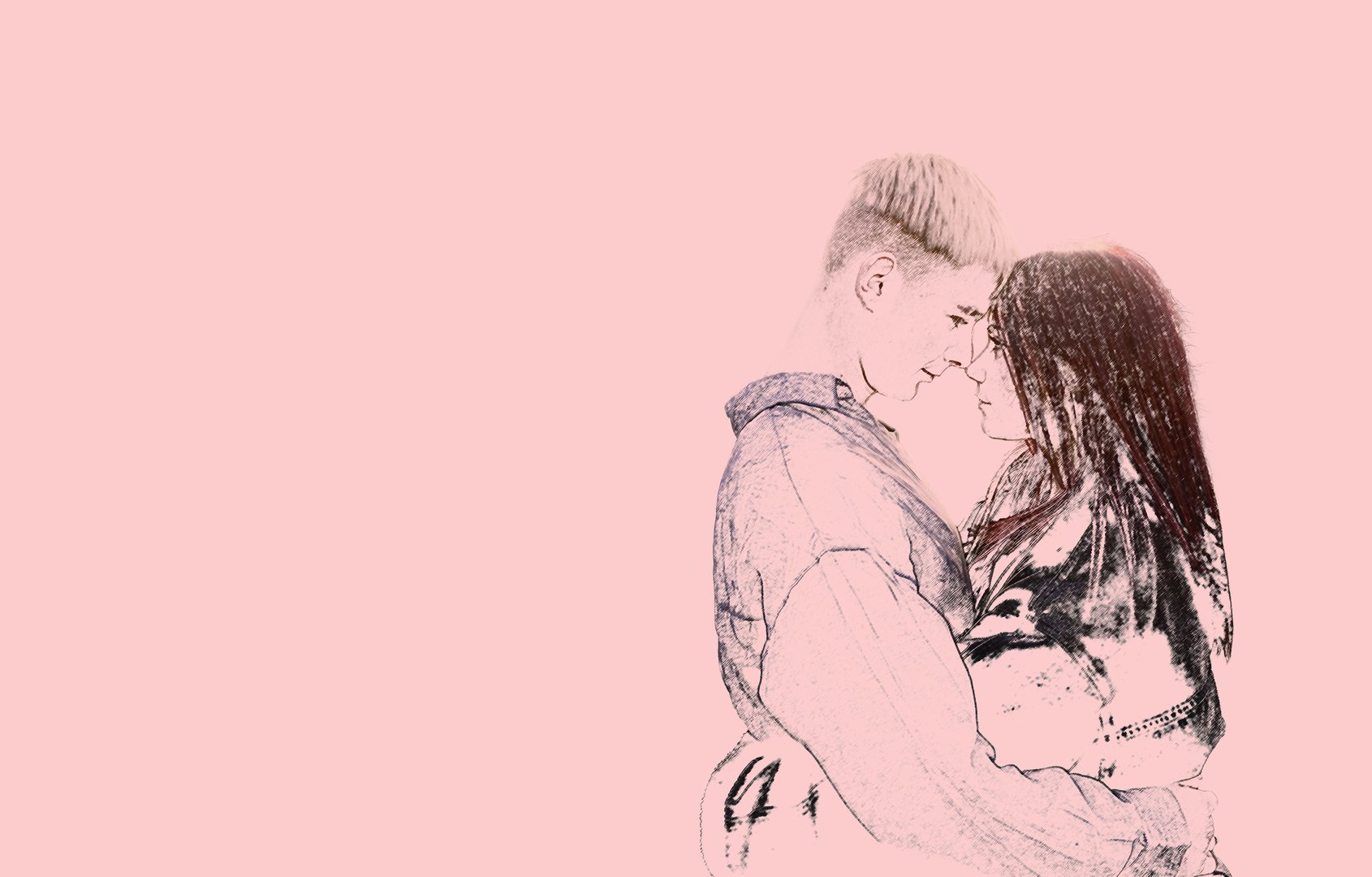 a couple of teenagers in love, art, digital painting